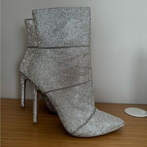 Silver High Heel Ankle Boots